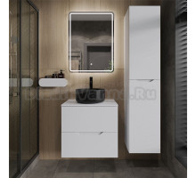 Мебель для ванной комнаты Orange Line 60 подвесная, 2 ящика, матовая белая с раковиной B07-345B