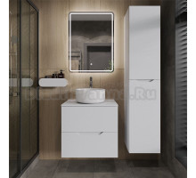 Мебель для ванной комнаты Orange Line 60 подвесная, 2 ящика, матовая белая с раковиной B07-345W