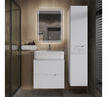 Мебель для ванной комнаты Orange Line 60 подвесная, 2 ящика, матовая белая с раковиной B07-600W