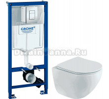 Комплект Унитаз подвесной BelBagno Libero BB11051CH-TOR/SC + Инсталляция Grohe Rapid SL 38772001 3 в 1 с кнопкой смыва