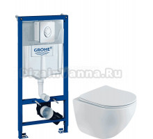 Комплект Унитаз подвесной BelBagno Libero BB11051CH-TOR/SC + Инсталляция Grohe Rapid SL 38721001 3 в 1 с кнопкой смыва