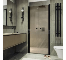 Душевая дверь в нишу Maybahglass MGD-433-6 80 см, профиль матовый черный, стекло бронза матовая