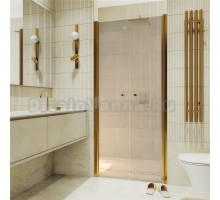 Душевая дверь в нишу Maybahglass MGD-438-3 89 см, профиль матовое золото, стекло бронза