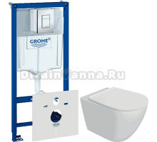Комплект Унитаз подвесной STWORKI Готланд S13401WH + Инсталляция Grohe Rapid SL 38775001 4 в 1 с кнопкой смыва
