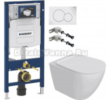 Комплект Унитаз подвесной STWORKI Готланд S13401WH + Инсталляция Geberit Duofix UP 320 111.300.00.5 + Кнопка Sigma 01 115.770.11.5 белая + Крепления 111.815.00.1 к стене