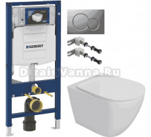 Комплект Унитаз подвесной STWORKI Готланд S13401WH + Инсталляция Geberit Duofix UP 320 111.300.00.5 + Кнопка Sigma 01 115.770.JQ.5 лакированная, матовый хром + Крепления 111.815.00.1 к стене