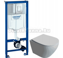 Комплект Унитаз подвесной STWORKI Кронборг S28401WH + Инсталляция Grohe Rapid SL 38772001 3 в 1 с кнопкой смыва