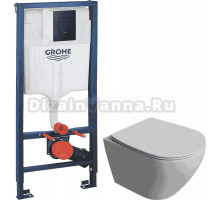 Комплект Унитаз подвесной STWORKI Кронборг S28401WH + Инсталляция Grohe Solido 38811KF0 3 в 1 с кнопкой смыва