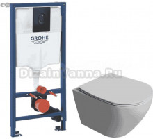 Комплект Унитаз подвесной STWORKI Кронборг S28401WH + Инсталляция Grohe Rapid SL 1000044 3 в 1 с панелью смыва