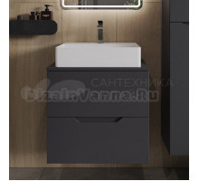 Тумба с раковиной Orange Line 60 подвесная, 2 ящика, матовый графит с раковиной B04-500W