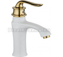 Смеситель для раковины Potato P10219-7 белый с золотыми вставками