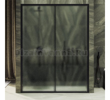 Душевая дверь в нишу Maybahglass MGD-1281-6 150 см, профиль матовый черный, стекло сатин