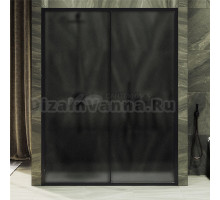 Душевая дверь в нишу Maybahglass MGD-1289-6 150 см, профиль матовый черный, стекло графит матовый