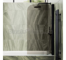 Шторка на ванну Maybahglass MGV-244-6 60 см, профиль матовый черный, стекло бронза