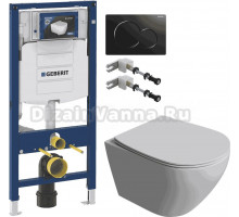 Комплект Унитаз подвесной STWORKI Кронборг S28401WH + Инсталляция Geberit Duofix UP 320 111.300.00.5 + Крепления 111.815.00.1 к стене + Кнопка Sigma 01 115.770.DW.5 черная