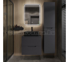 Мебель для ванной комнаты Orange Line 60 подвесная, 2 ящика, матовый графит с раковиной B01-475mb