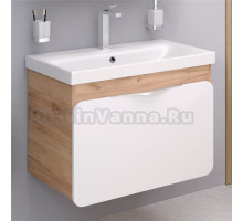 Тумба под раковину без столешницы Aqua de Marco Skandi 80 подвесная, дуб золотой крафт, белая