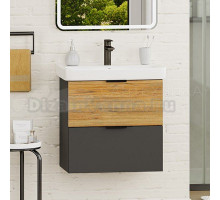 Тумба под раковину без столешницы Misty Форест 60 подвесная, дуб вотан, антрацит