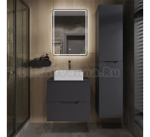 Мебель для ванной комнаты Orange Line 60 подвесная, 2 ящика, матовый графит с раковиной B04-405W