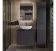 Мебель для ванной комнаты Orange Line 60 подвесная, 2 ящика, матовый графит с раковиной B05-480W