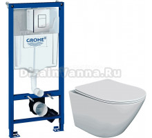 Комплект Унитаз подвесной STWORKI Левангер S07401WH + Инсталляция Grohe Rapid SL 38772001 3 в 1 с кнопкой смыва