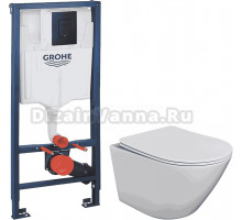 Комплект Унитаз подвесной STWORKI Левангер S07401WH + Инсталляция Grohe Solido 38811KF0 3 в 1 с кнопкой смыва