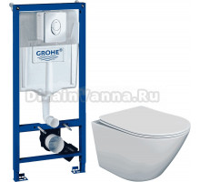 Комплект Унитаз подвесной STWORKI Левангер S07401WH + Инсталляция Grohe Rapid SL 38721001 3 в 1 с кнопкой смыва