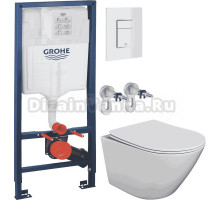 Комплект Унитаз подвесной STWORKI Левангер S07401WH + Инсталляция Grohe Rapid SL 38772SH0 3 в 1 с панелью смыва
