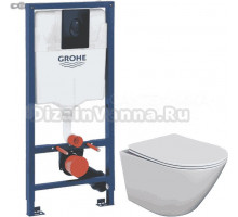 Комплект Унитаз подвесной STWORKI Левангер S07401WH + Инсталляция Grohe Rapid SL 1000044 3 в 1 с панелью смыва