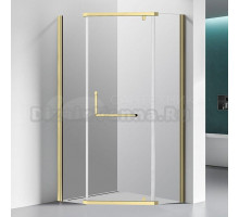 Душевой уголок Veconi Rovigo RV-36G 90х90 см, профиль брашированное золото, стекло прозрачное