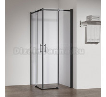 Душевой уголок Veconi Rovigo RV-50B 80х80 см, профиль матовый черный, стекло прозрачное