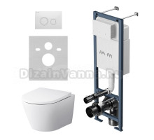 Комплект AM.PM Унитаз подвесной Sense C741701SC безободковый + Инсталляция ErgoFit I012711.0101 с кнопкой смыва