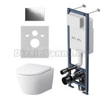 Комплект AM.PM Унитаз подвесной Sense C741701SC безободковый + Инсталляция ErgoFit I012711.0151 с кнопкой смыва