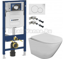 Комплект Унитаз подвесной STWORKI Левангер S07401WH + Инсталляция Geberit Duofix UP 320 111.300.00.5 + Крепления 111.815.00.1 к стене + Кнопка Sigma 01 115.770.11.5 белая