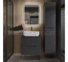 Мебель для ванной комнаты Orange Line 60 подвесная, 2 ящика, матовый графит с раковиной B05-500W