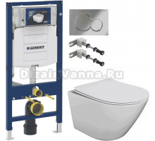 Комплект Унитаз подвесной STWORKI Левангер S07401WH + Инсталляция Geberit Duofix UP 320 111.300.00.5 + Крепления 111.815.00.1 к стене + Кнопка Sigma 01 115.770.21.5 хром