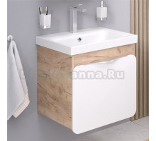Тумба с раковиной Aqua de Marco Skandi 60 подвесная, дуб золотой крафт, белая