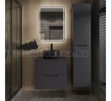 Мебель для ванной комнаты Orange Line 60 подвесная, 2 ящика, матовый графит с раковиной B07-345B