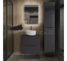 Мебель для ванной комнаты Orange Line 60 подвесная, 2 ящика, матовый графит с раковиной B07-345W