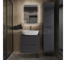 Мебель для ванной комнаты Orange Line 60 подвесная, 2 ящика, матовый графит с раковиной B08-500W