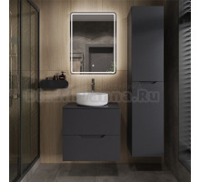 Мебель для ванной комнаты Orange Line 60 подвесная, 2 ящика, матовый графит с раковиной B09-360W