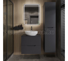 Мебель для ванной комнаты Orange Line 60 подвесная, 2 ящика, матовый графит с раковиной B07-420W