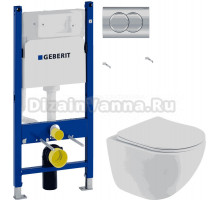 Комплект Унитаз подвесной BelBagno Libero BB11051CH-TOR/SC + Инсталляция Geberit Duofix Delta 458.149.21.1 с кнопкой смыва, хром