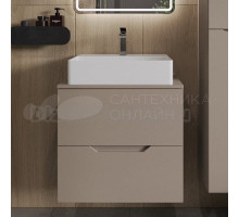 Тумба с раковиной Orange Line 60 подвесная, 2 ящика, матовый латте с раковиной B04-500W