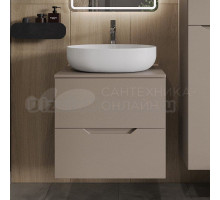 Тумба с раковиной Orange Line 60 подвесная, 2 ящика, матовый латте с раковиной B05-520W