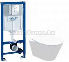 Комплект Унитаз подвесной STWORKI Вестфолл S08401WH + Инсталляция Grohe Rapid SL 38721001 3 в 1 с кнопкой смыва