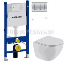 Комплект Унитаз подвесной BelBagno Libero BB11051CH-TOR/SC + Инсталляция Geberit Duofix Delta 458.163.21.1 с кнопкой смыва, хром
