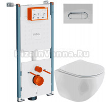 Комплект Унитаз подвесной BelBagno Libero BB11051CH-TOR/SC + Инсталляция VitrA V-Fix Core 732-5800-01PV + Кнопка Root Round 740-2280 хром