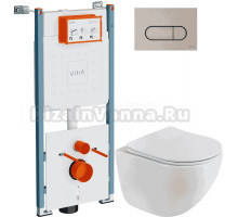 Комплект Унитаз подвесной BelBagno Libero BB11051CH-TOR/SC + Инсталляция VitrA V-Fix Core 732-5800-01PV + Кнопка Root Round 740-2295 никель