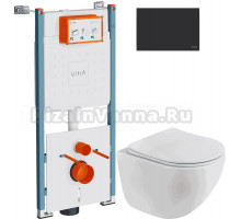 Комплект Унитаз подвесной BelBagno Libero BB11051CH-TOR/SC + Инсталляция VitrA V-Fix Core 732-5800-01PV + Кнопка Root Square 740-2311 черная матовая